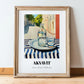 Akvavit – Danish Café on the Corner, Danish Spirit Still Life, in wooden frame leaning on the floor