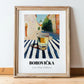 Borovička – Slovak Urban Café Scene, Slovak Spirit Illustration, in wooden frame leaning on the floor