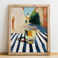 Borovička – Slovak Urban Café Scene, Slovak Spirit Illustration, no-text version framed in wood