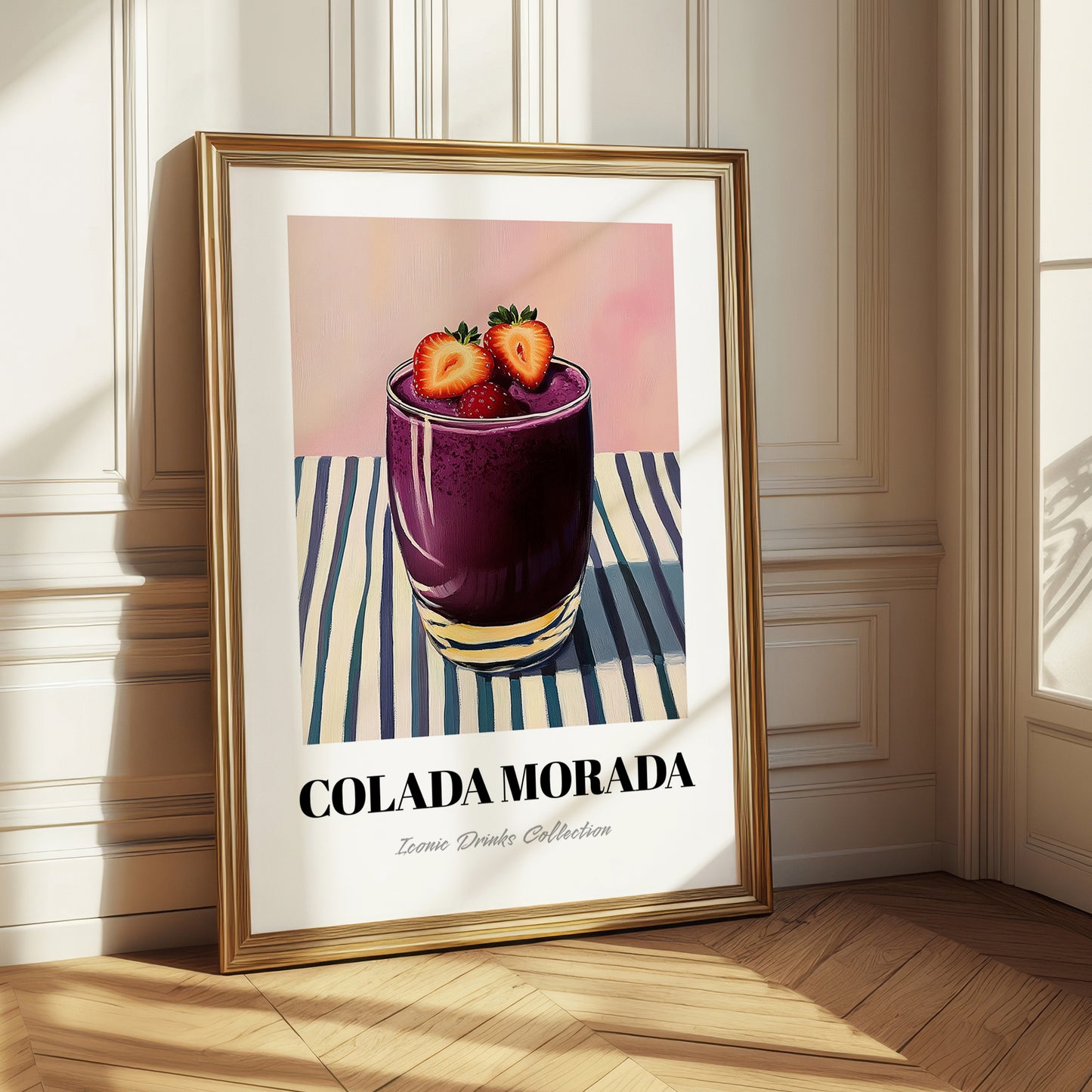 Colada Morada – on Striped Tablecloth, Ecuadorian Beverage Painting