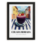 Colada Morada – Ecuadorian Outdoor Café Scene, Ecuadorian Beverage Still Life, in sleek black frame