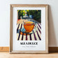 Agua Dulce – Costa Rican Urban Café Scene, Costa Rican Beverage Wall Decor, in wooden frame leaning on the floor