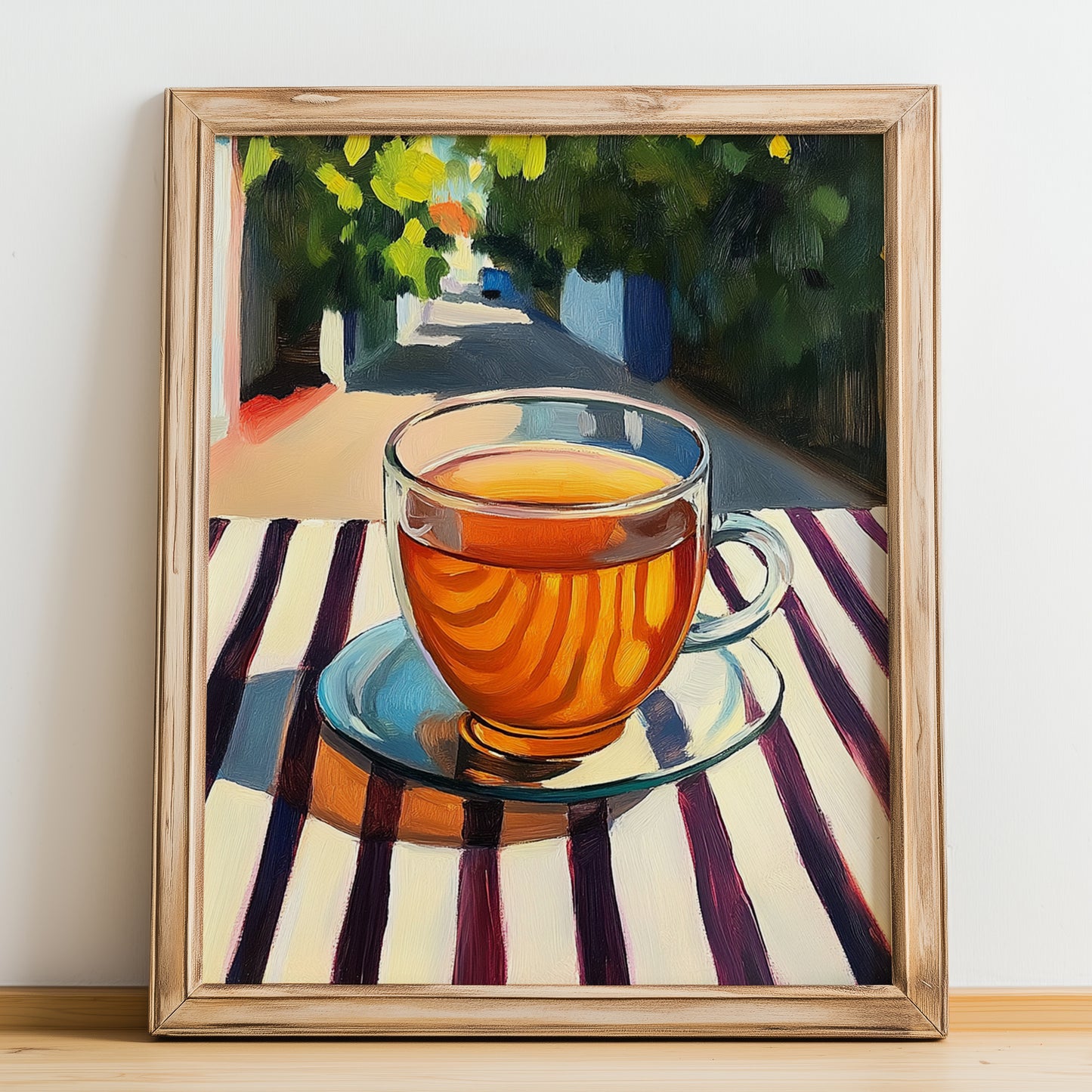 Agua Dulce – Costa Rican Urban Café Scene, Costa Rican Beverage Wall Decor, no-text version framed in wood