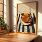 Agua Dulce – on Striped Tablecloth, Costa Rican Beverage Illustration, clean layout with no caption