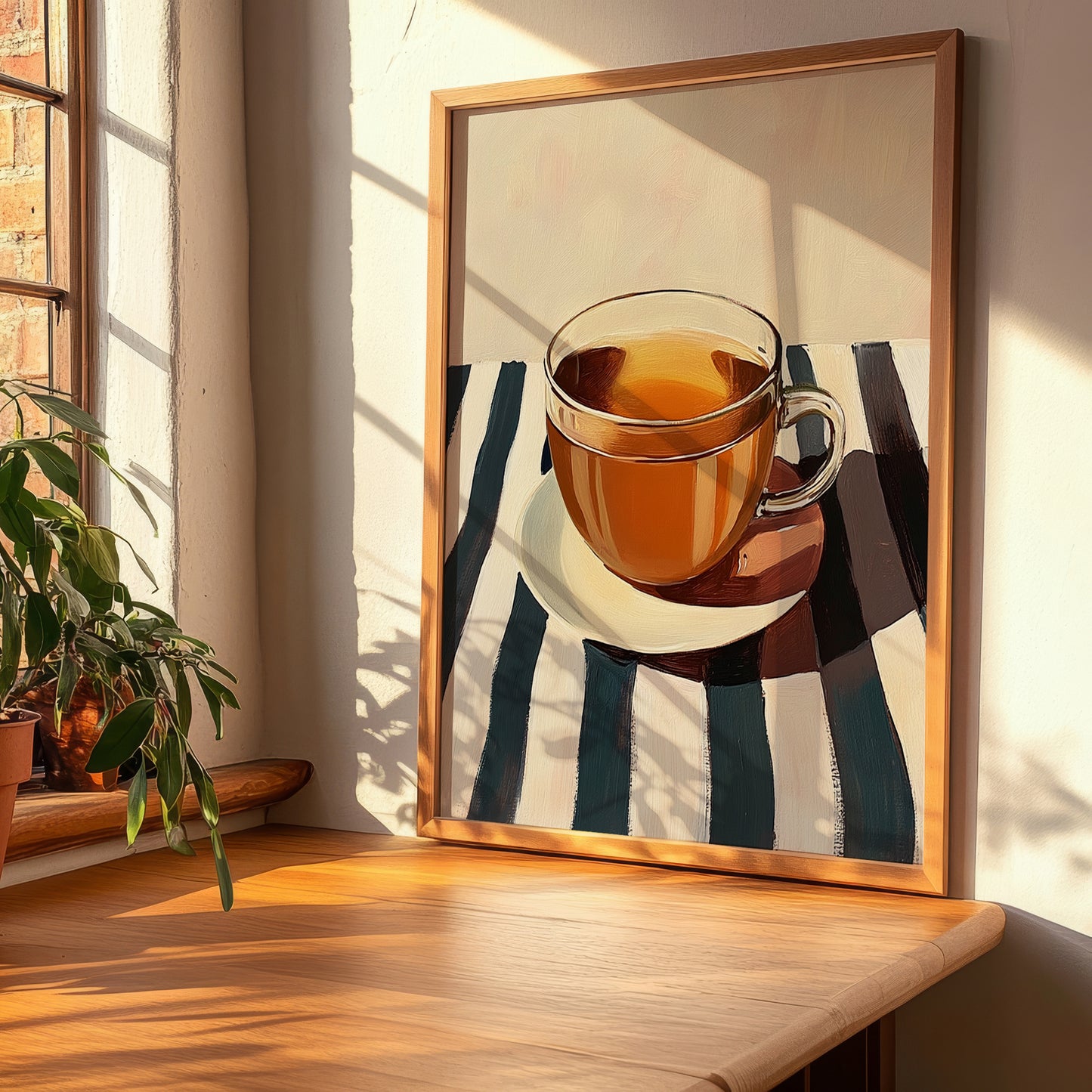 Agua Dulce – on Striped Tablecloth, Costa Rican Beverage Illustration, clean layout with no caption