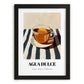 Agua Dulce – on Striped Tablecloth, Costa Rican Beverage Illustration, in sleek black frame