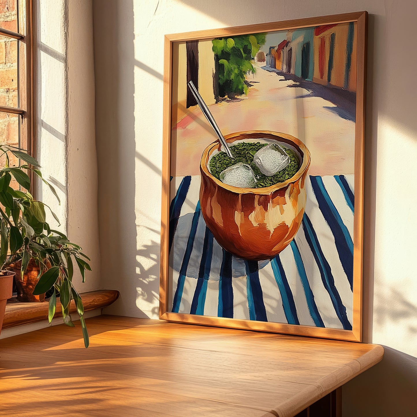 Tereré – Paraguayan Outdoor Café Scene, Paraguayan Beverage Still Life, clean layout with no caption