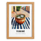 Tereré – Paraguayan Outdoor Café Scene, Paraguayan Beverage Still Life, set in oak frame