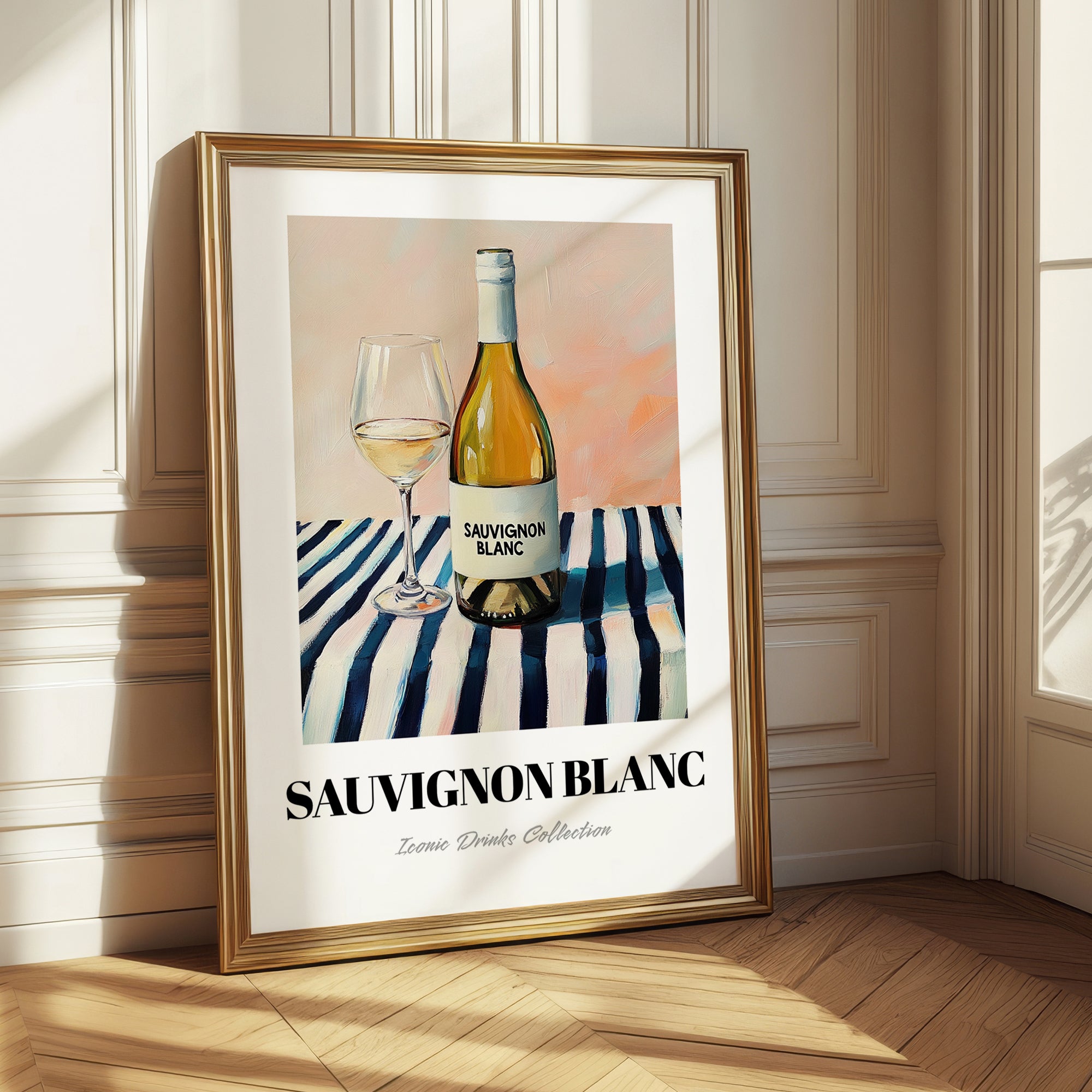 Sauvignon Blanc – on Striped Tablecloth, New Zealander Lemonade Illustration