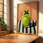 Limonana – on Striped Tablecloth, Israeli Lemonade Still Life, clean layout with no caption