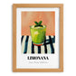 Limonana – on Striped Tablecloth, Israeli Lemonade Still Life, set in oak frame
