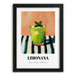 Limonana – on Striped Tablecloth, Israeli Lemonade Still Life, in sleek black frame