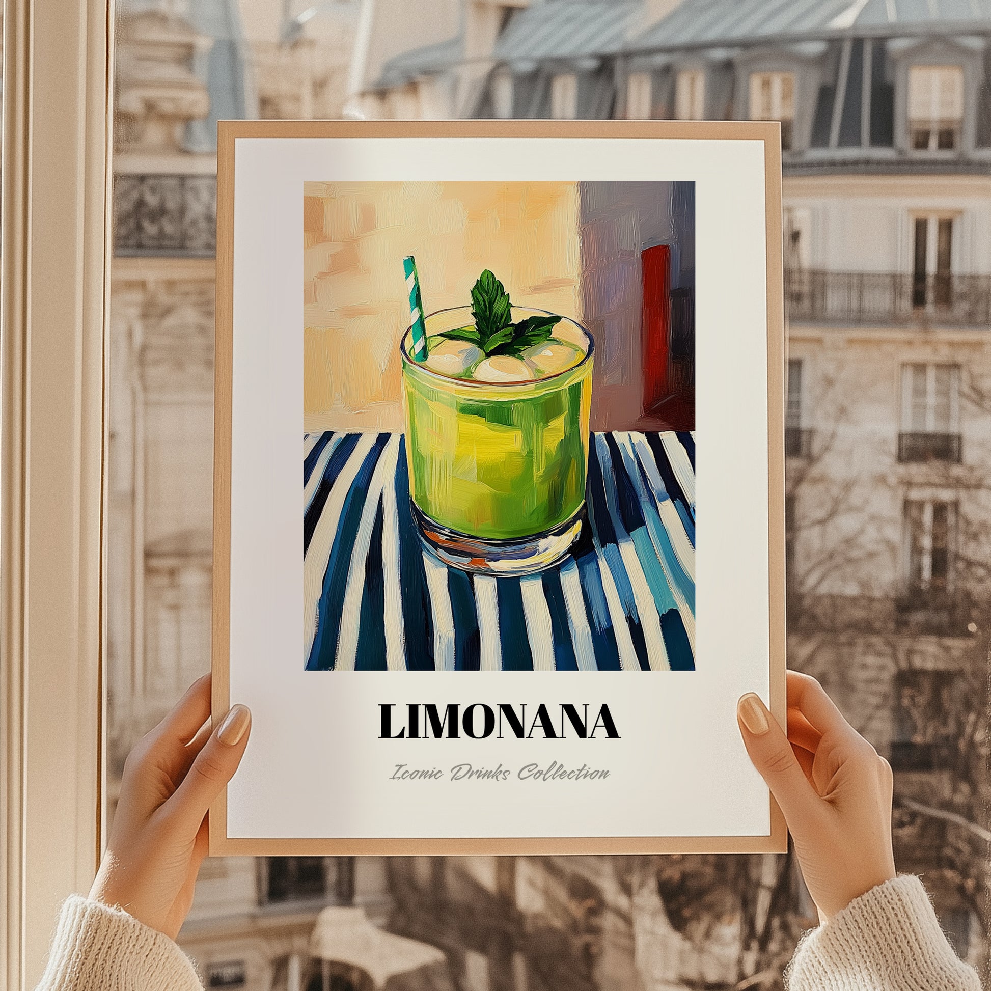 Limonana – Israeli Street Café Scene, Israeli Spirit Print, styled in a charming Paris street view