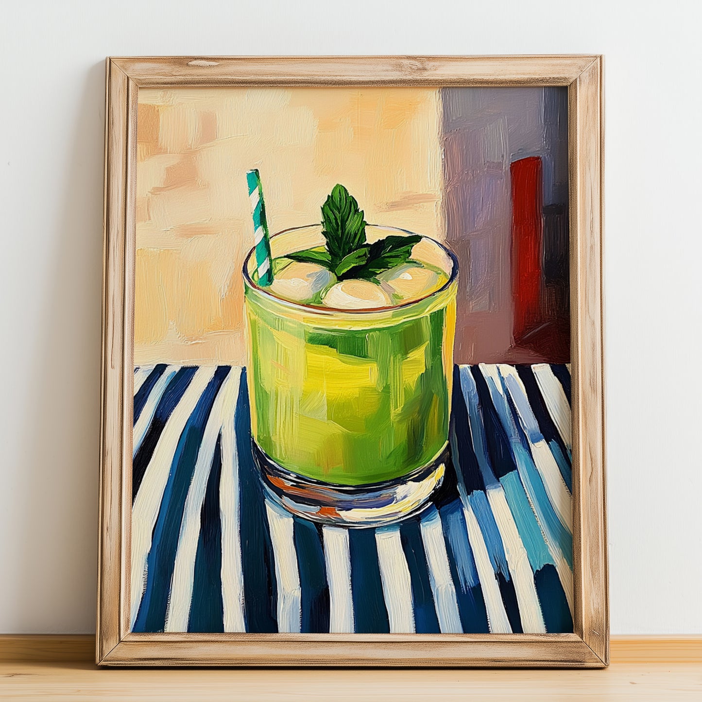 Limonana – Israeli Street Café Scene, Israeli Spirit Print, no-text version framed in wood
