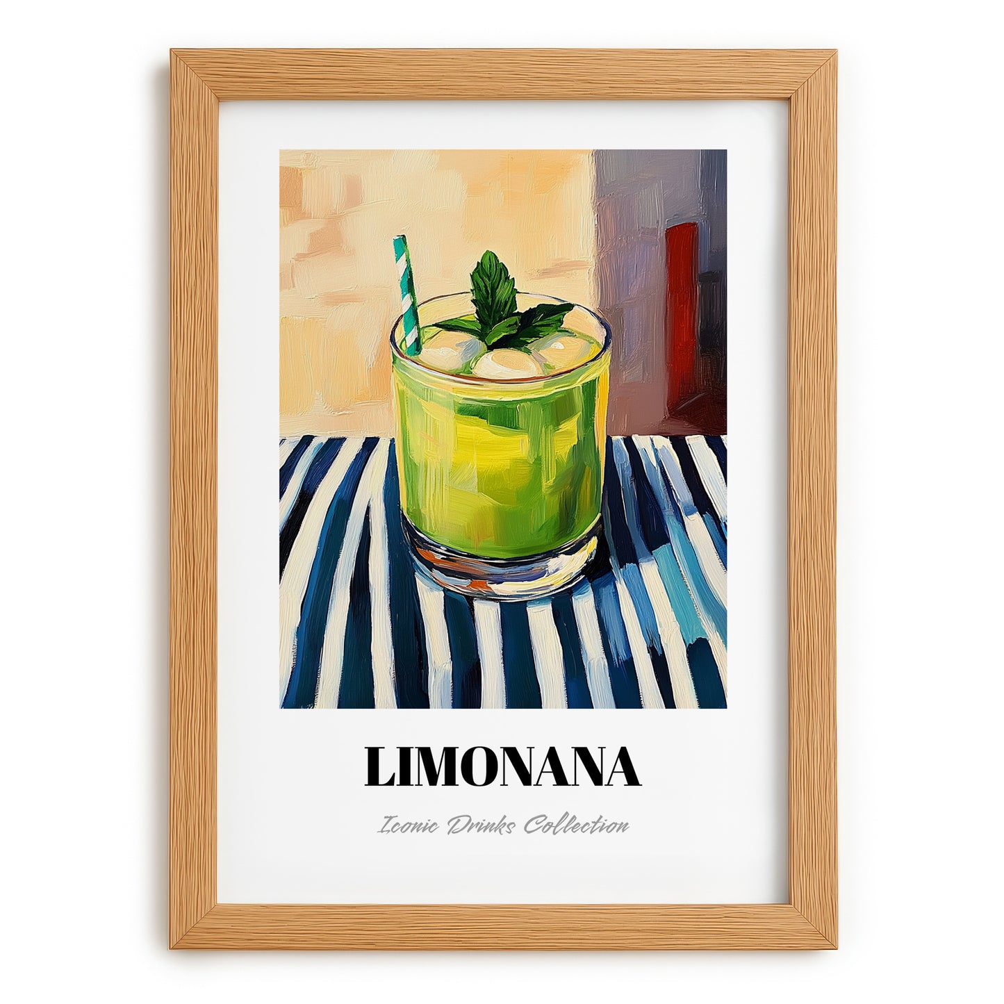 Limonana – Israeli Street Café Scene, Israeli Spirit Print, set in oak frame