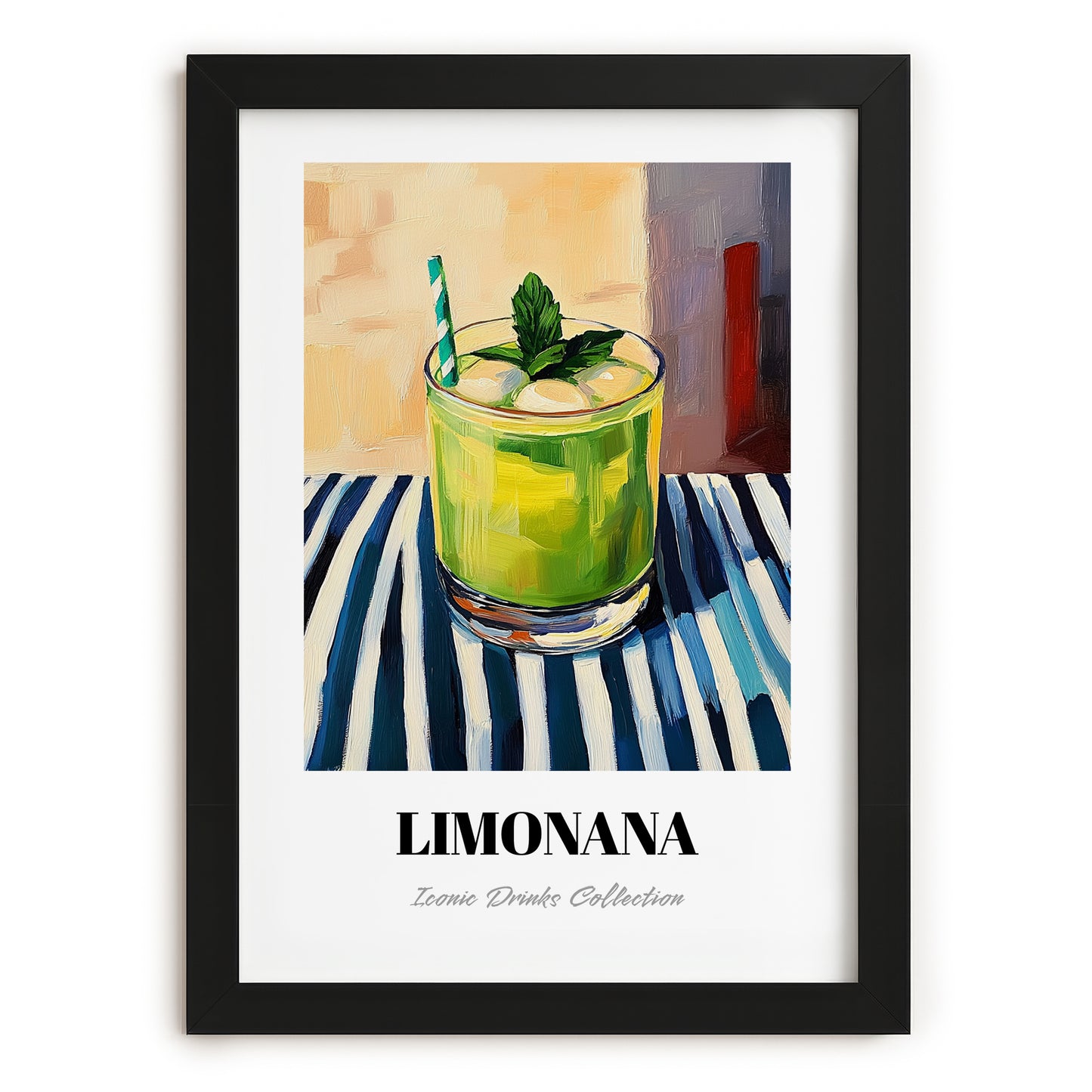 Limonana – Israeli Street Café Scene, Israeli Spirit Print, in sleek black frame