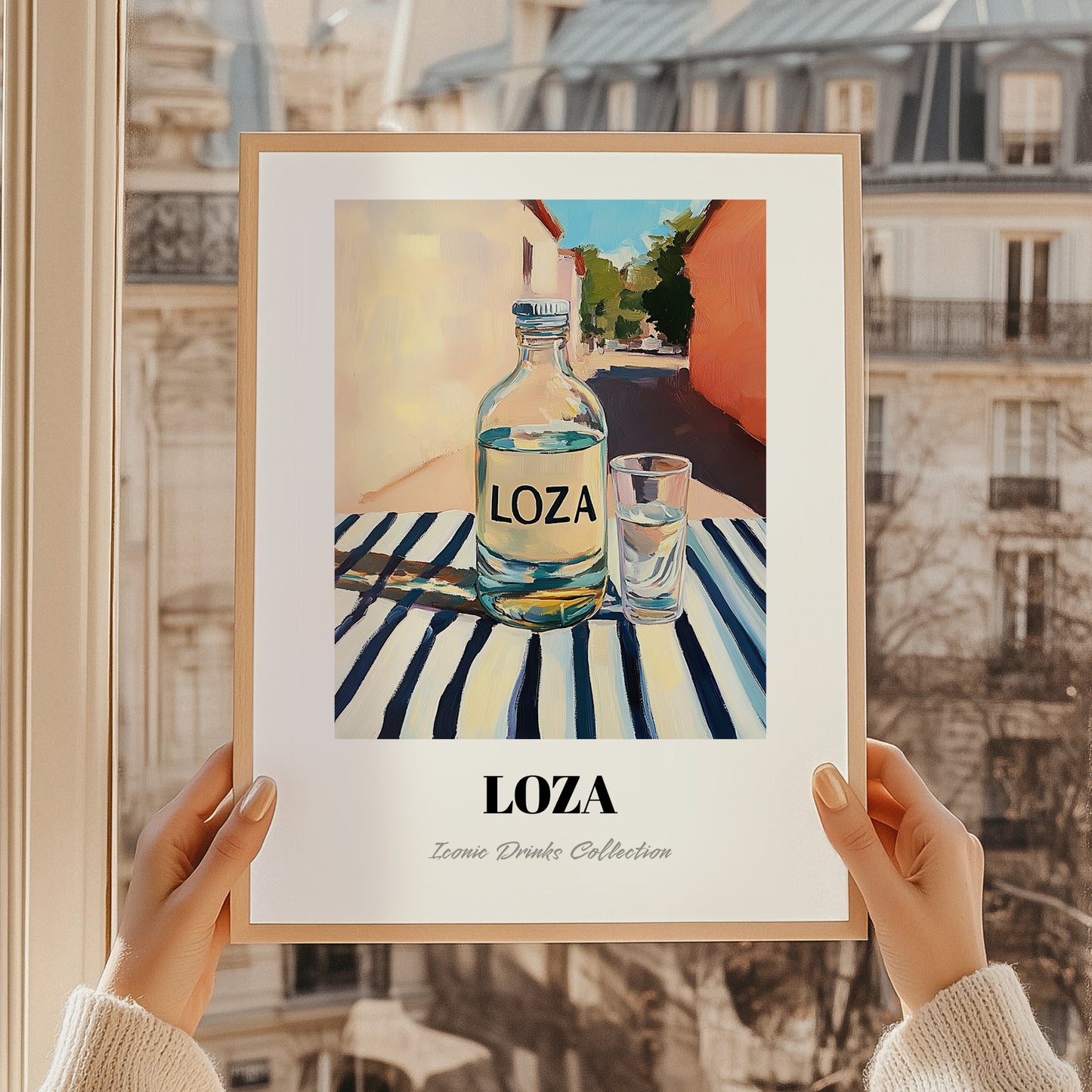 Loza – Montenegrin Outdoor Café Scene, Montenegrin Spirit Art, styled in a charming Paris street view