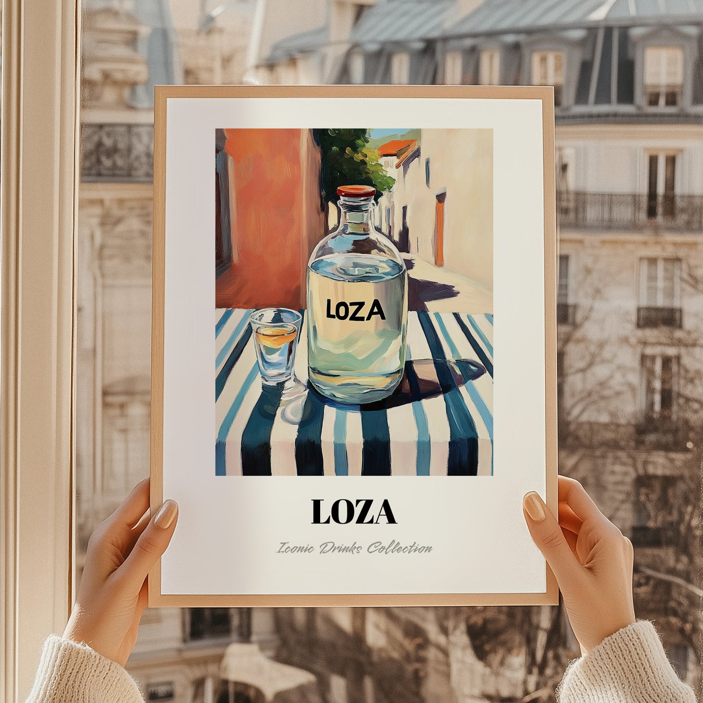Loza – Montenegrin Café on the Corner, Montenegrin Beverage Still Life, styled in a charming Paris street view