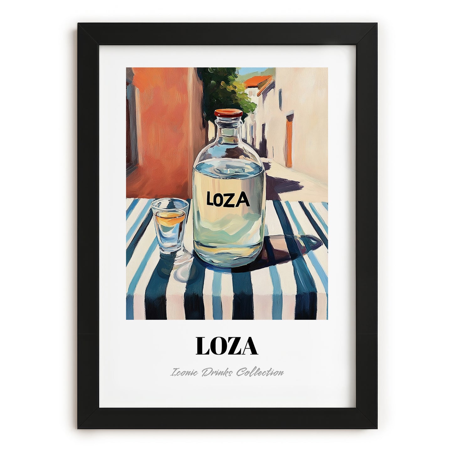 Loza – Montenegrin Café on the Corner, Montenegrin Beverage Still Life, in sleek black frame