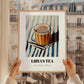Libyan Tea – on Striped Tablecloth, Libyan Beverage Still Life, styled in a charming Paris street view