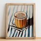 Libyan Tea – on Striped Tablecloth, Libyan Beverage Still Life, no-text version framed in wood