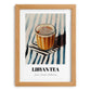 Libyan Tea – on Striped Tablecloth, Libyan Beverage Still Life, set in oak frame