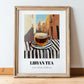 Libyan Tea – Libyan Outdoor Café Scene, Libyan Cocktail Wall Art, in wooden frame leaning on the floor