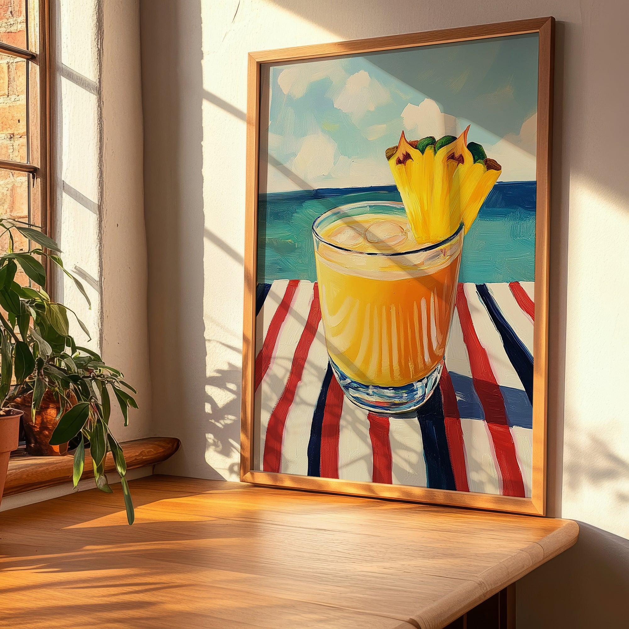 Goombay Smash – Bahamian Coastal Café Moment, Bahamian Cocktail Print, clean layout with no caption