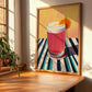 Singapore Sling – on Striped Tablecloth, Singaporean Cocktail Wall Poster, clean layout with no caption