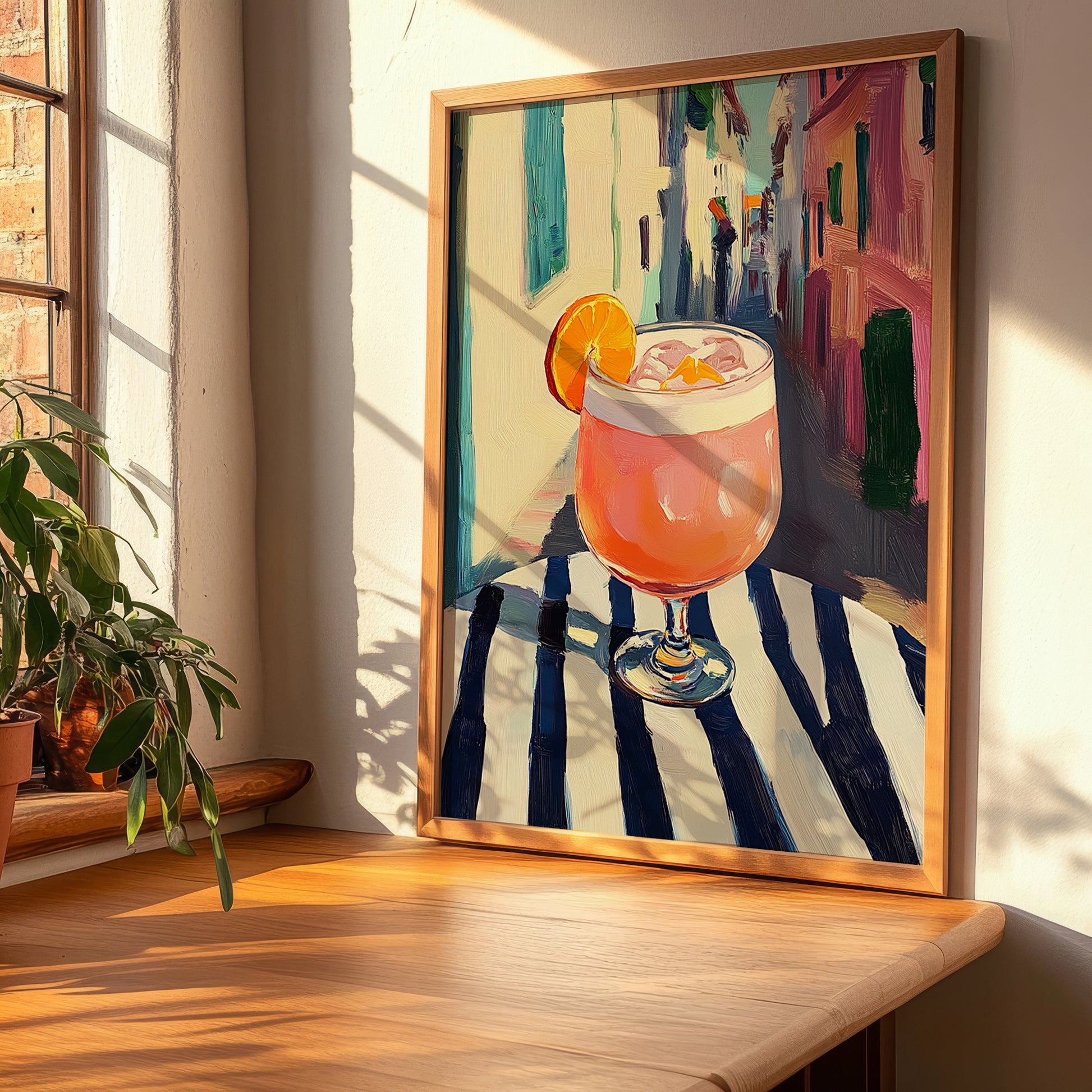 Singapore Sling – Singaporean Street Café Scene, Singaporean Beverage Wall Decor, clean layout with no caption