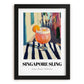 Singapore Sling – Singaporean Street Café Scene, Singaporean Beverage Wall Decor, in sleek black frame