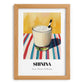 Shinina – on Striped Tablecloth, Iraqi Cocktail Art, set in oak frame
