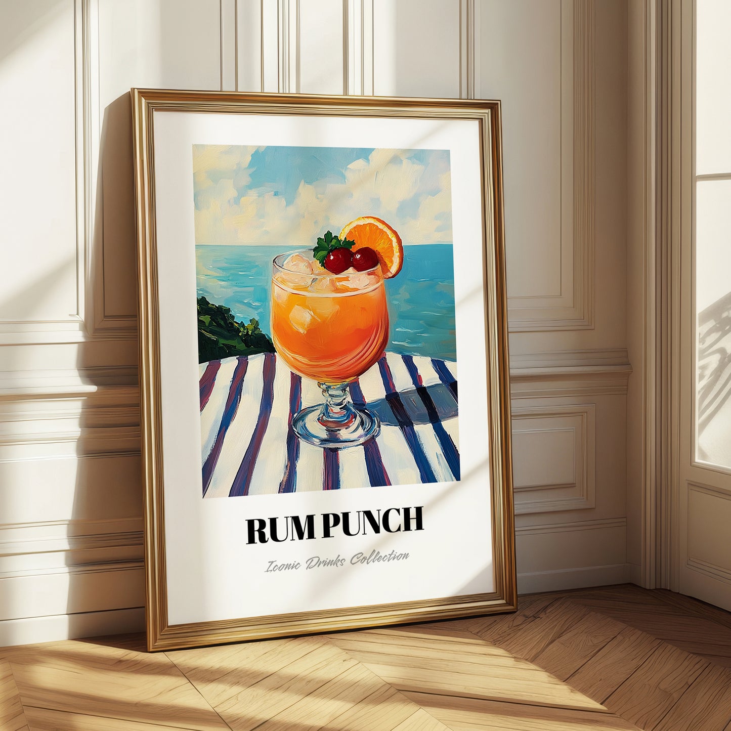 Rum Punch – Jamaican Seaside Scene, Jamaican Beverage Poster