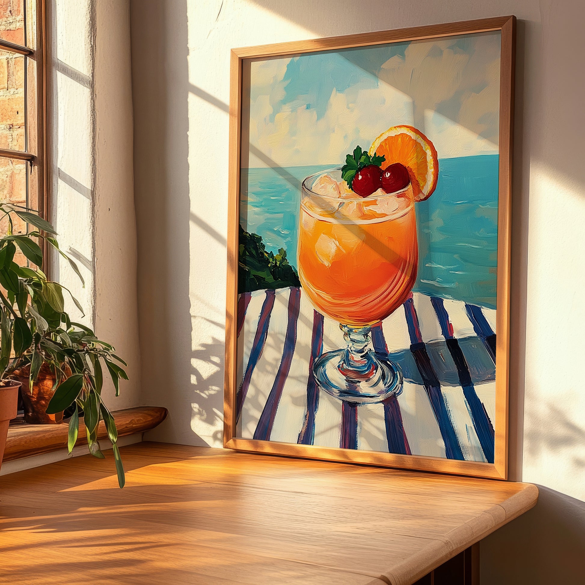 Rum Punch – Jamaican Seaside Scene, Jamaican Beverage Poster, clean layout with no caption