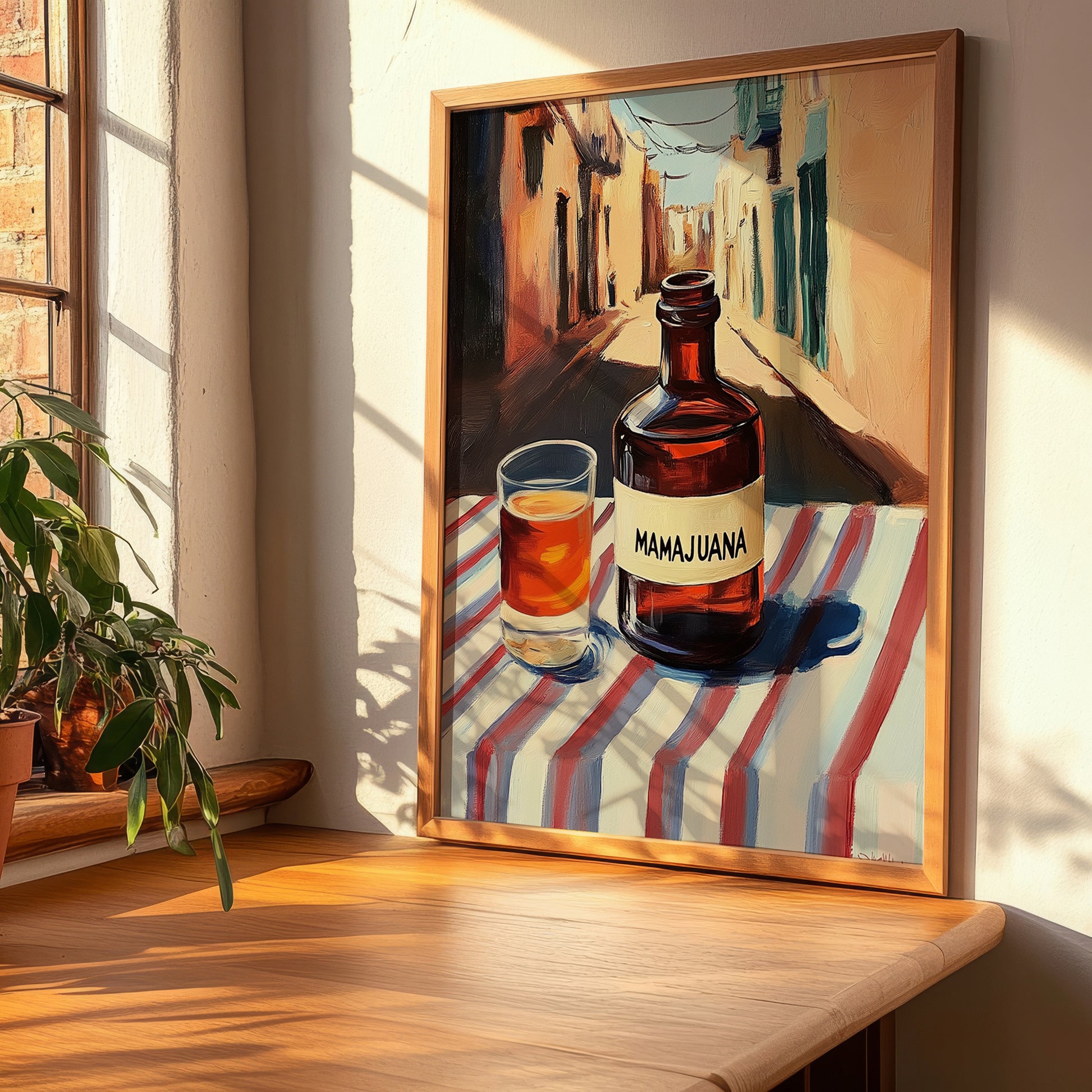 Mamajuana – Dominican Outdoor Café Scene, Dominican Beverage Still Life, clean layout with no caption