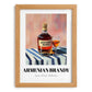 Armenian Brandy – on Striped Tablecloth, Armenian Spirit Wall Decor, set in oak frame