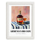 Armenian Brandy – on Striped Tablecloth, Armenian Spirit Wall Decor, placed in minimal white frame