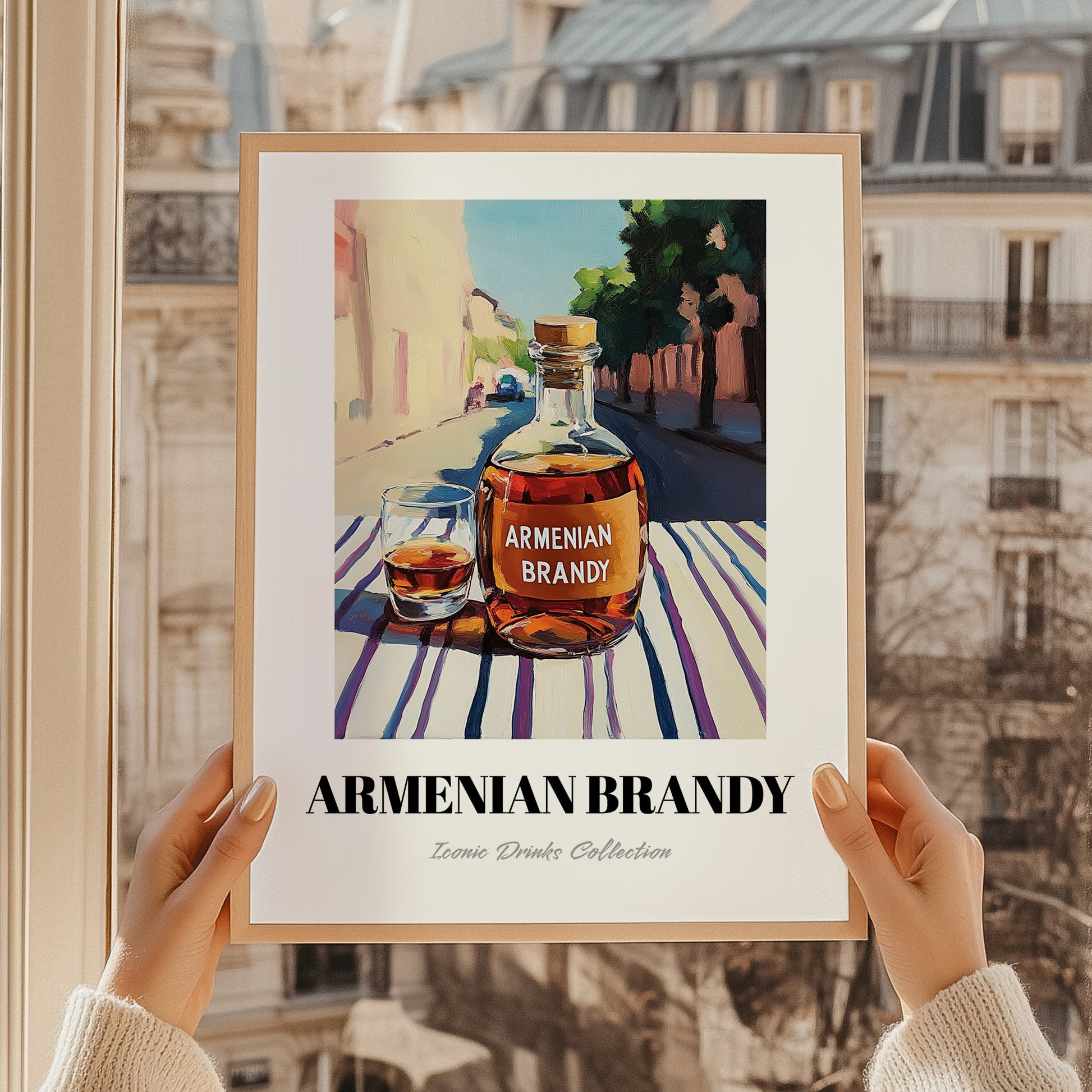 Armenian Brandy – Armenian Urban Café Scene, Armenian Tea Wall Decor, styled in a charming Paris street view