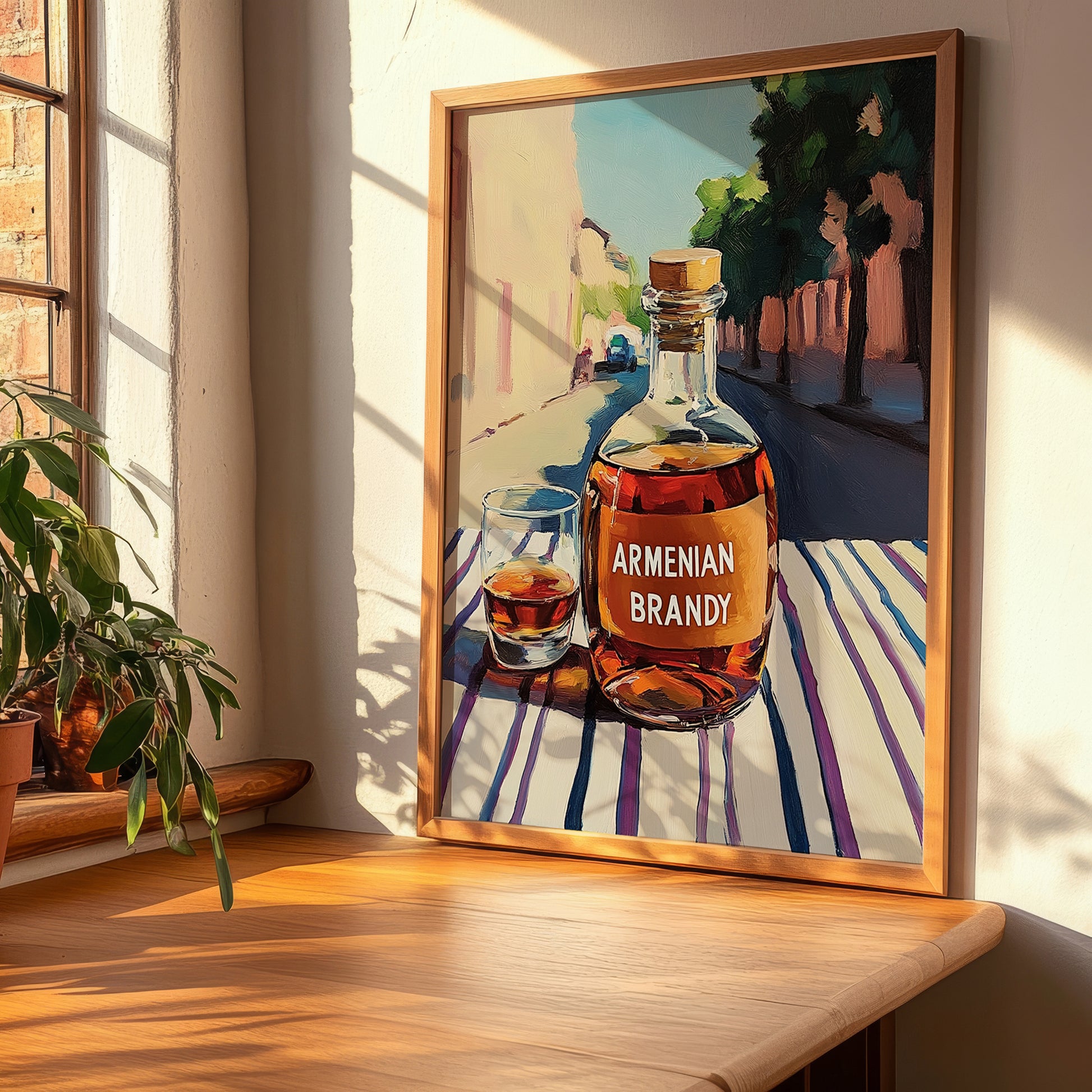 Armenian Brandy – Armenian Urban Café Scene, Armenian Tea Wall Decor, clean layout with no caption