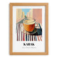 Karak – Qatari Urban Café Scene, Qatari Tea Print, set in oak frame