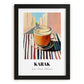 Karak – Qatari Urban Café Scene, Qatari Tea Print, in sleek black frame