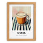 Karak – on Striped Tablecloth, Qatari Beverage Wall Decor, set in oak frame