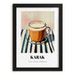 Karak – on Striped Tablecloth, Qatari Beverage Wall Decor, in sleek black frame