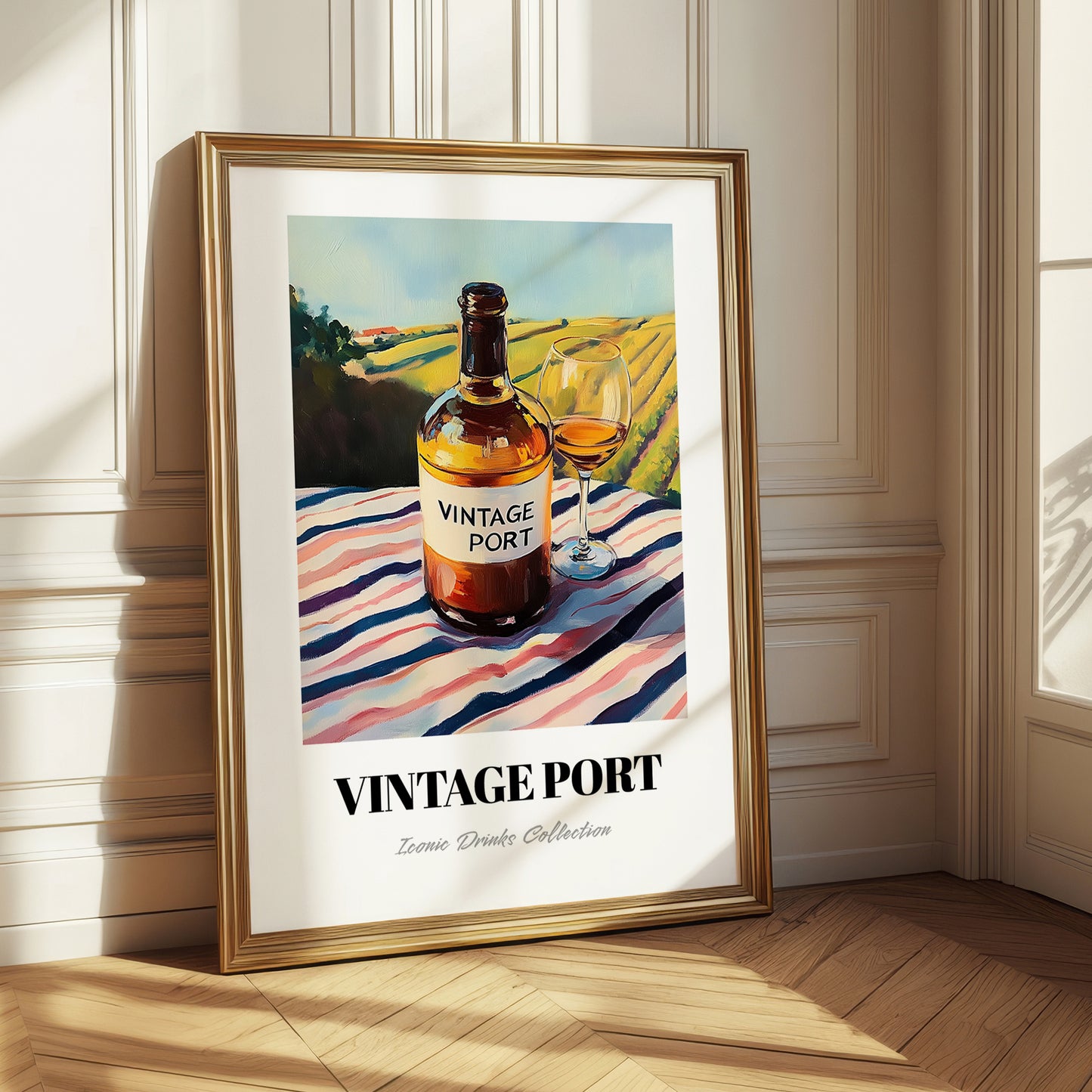 Vintage Port – Portuguese Hillside Café View, Portuguese Dessert Wine Wall Art