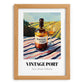 Vintage Port – Portuguese Hillside Café View, Portuguese Dessert Wine Wall Art, set in oak frame
