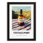 Vintage Port – Portuguese Hillside Café View, Portuguese Dessert Wine Wall Art, in sleek black frame