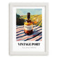 Vintage Port – Portuguese Hillside Café View, Portuguese Dessert Wine Wall Art, placed in minimal white frame