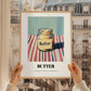 Butter – on Striped Tablecloth, Dry Goods Painting, styled in a charming Paris street view
