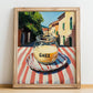 Ghee – Italian Street Café Scene, Pantry Painting, no-text version framed in wood