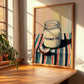 Coconut Oil – on Striped Tablecloth, Shelf Stock Wall Decor, clean layout with no caption